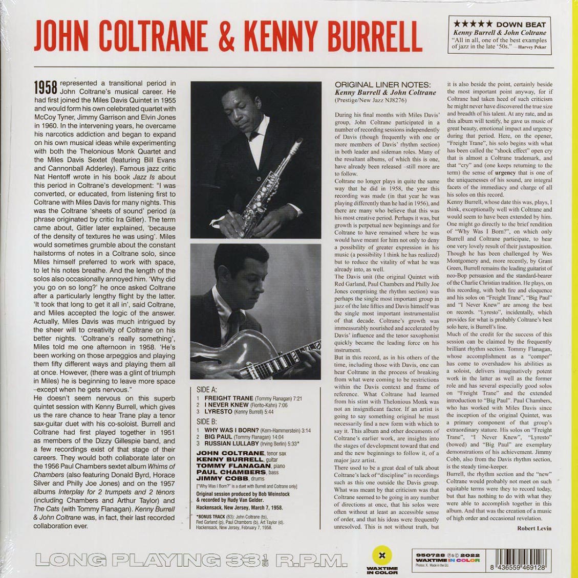 John Coltrane, Kenny Burrell - John Coltrane & Kenny Burrell (+bonus track) (mono) (ltd. ed.) (180g) (yellow vinyl) Vinyl Record