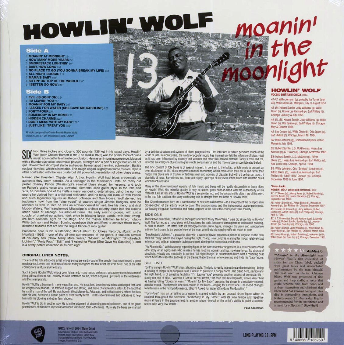 Howlin' Wolf - Moanin' In The Moonlight (+6 bonus tracks) (ltd. ed.) (180g) Vinyl Record