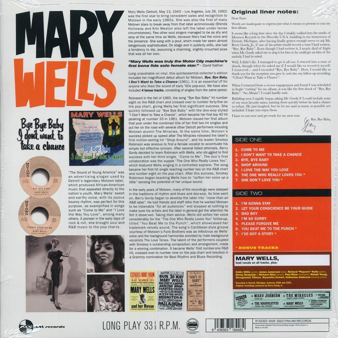 Mary Wells - Bye Bye Baby, I Don't Want To Take A Chance (+4 bonus tracks) (ltd. ed.) (180g) Vinyl Record
