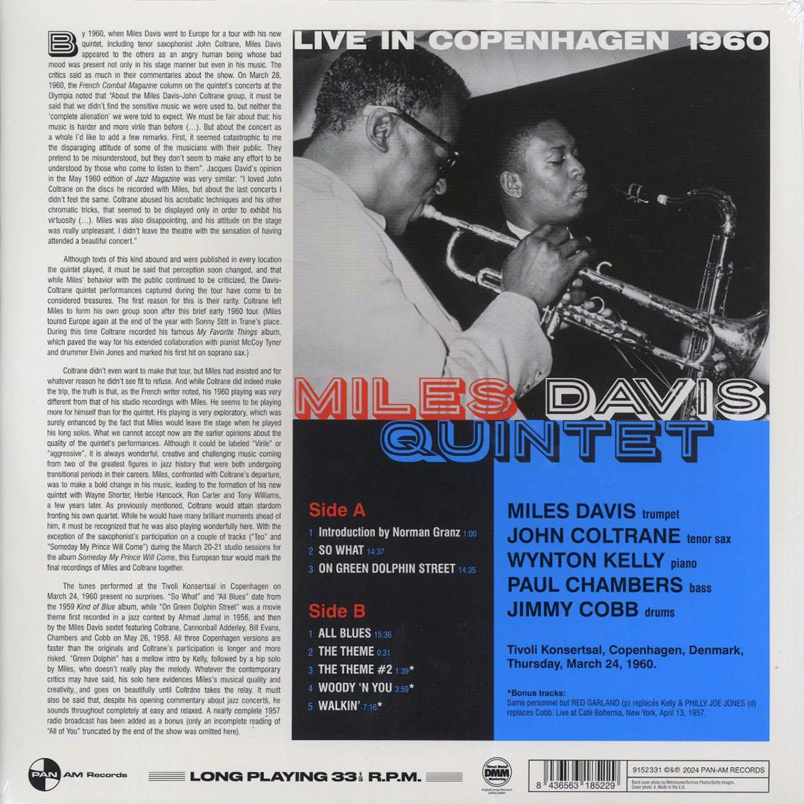 Miles Davis Quintet, John Coltrane - Live In Copenhagen 1960 (+3 bonus tracks) (ltd. ed.) (180g) Vinyl Record