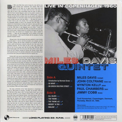 Miles Davis Quintet, John Coltrane - Live In Copenhagen 1960 (+3 bonus tracks) (ltd. ed.) (180g) Vinyl Record