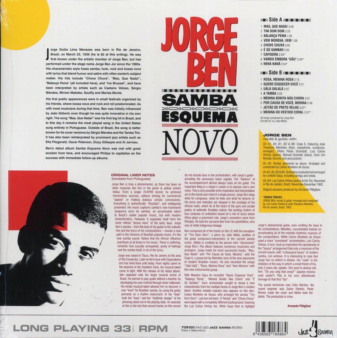 Jorge Ben - Samba Esquema Novo (+5 bonus tracks) (ltd. ed.) (180g) Vinyl Record