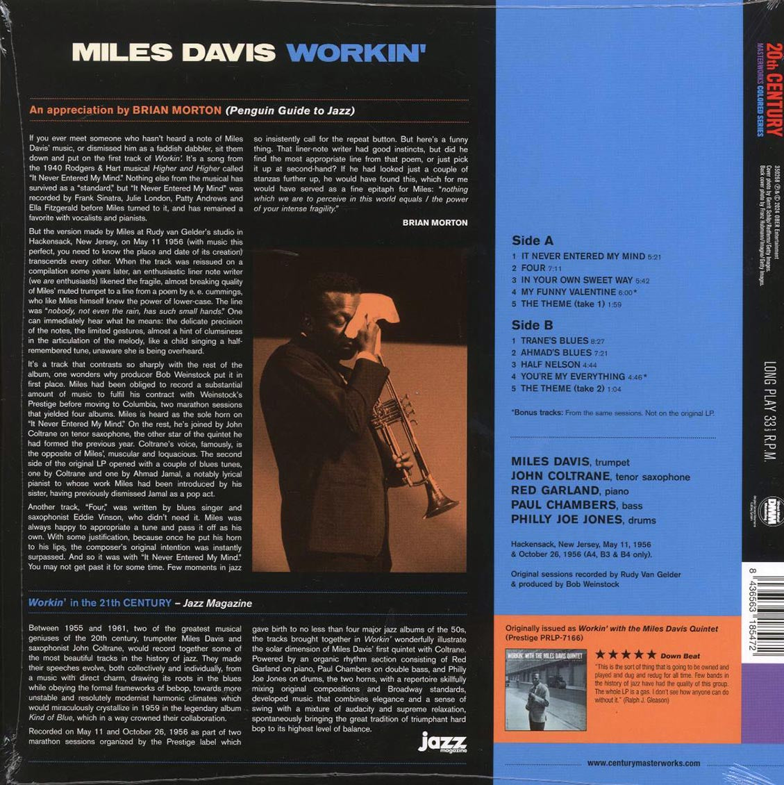Miles Davis - Workin' (+2 bonus tracks) (ltd. ed.) (180g) Vinyl Record