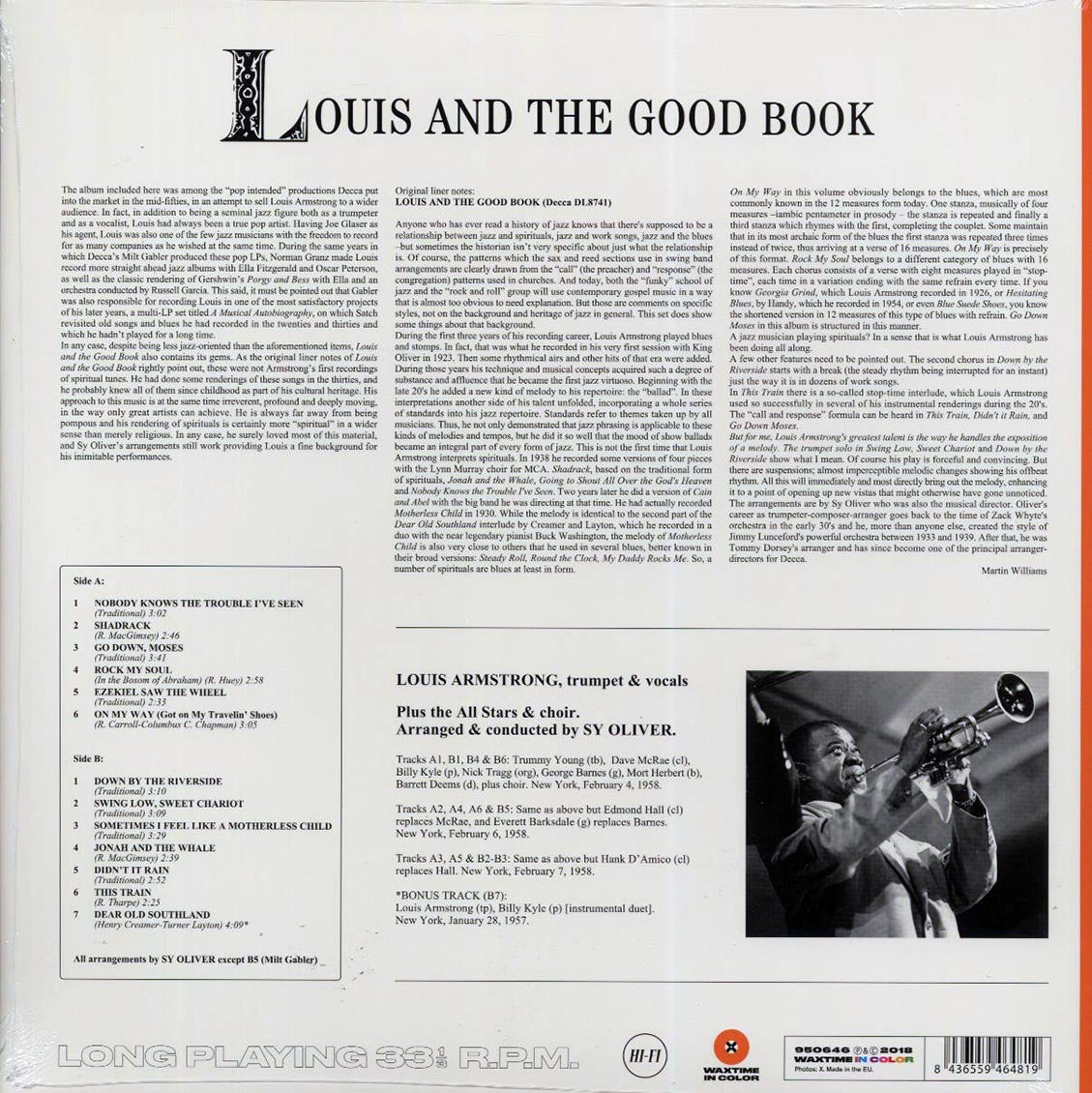 Louis Armstrong & His All-Stars, The Sy Oliver Choir - Louis And The Good Book (+bonus track) (ltd. ed.) (180g) (orange vinyl) Vinyl Record