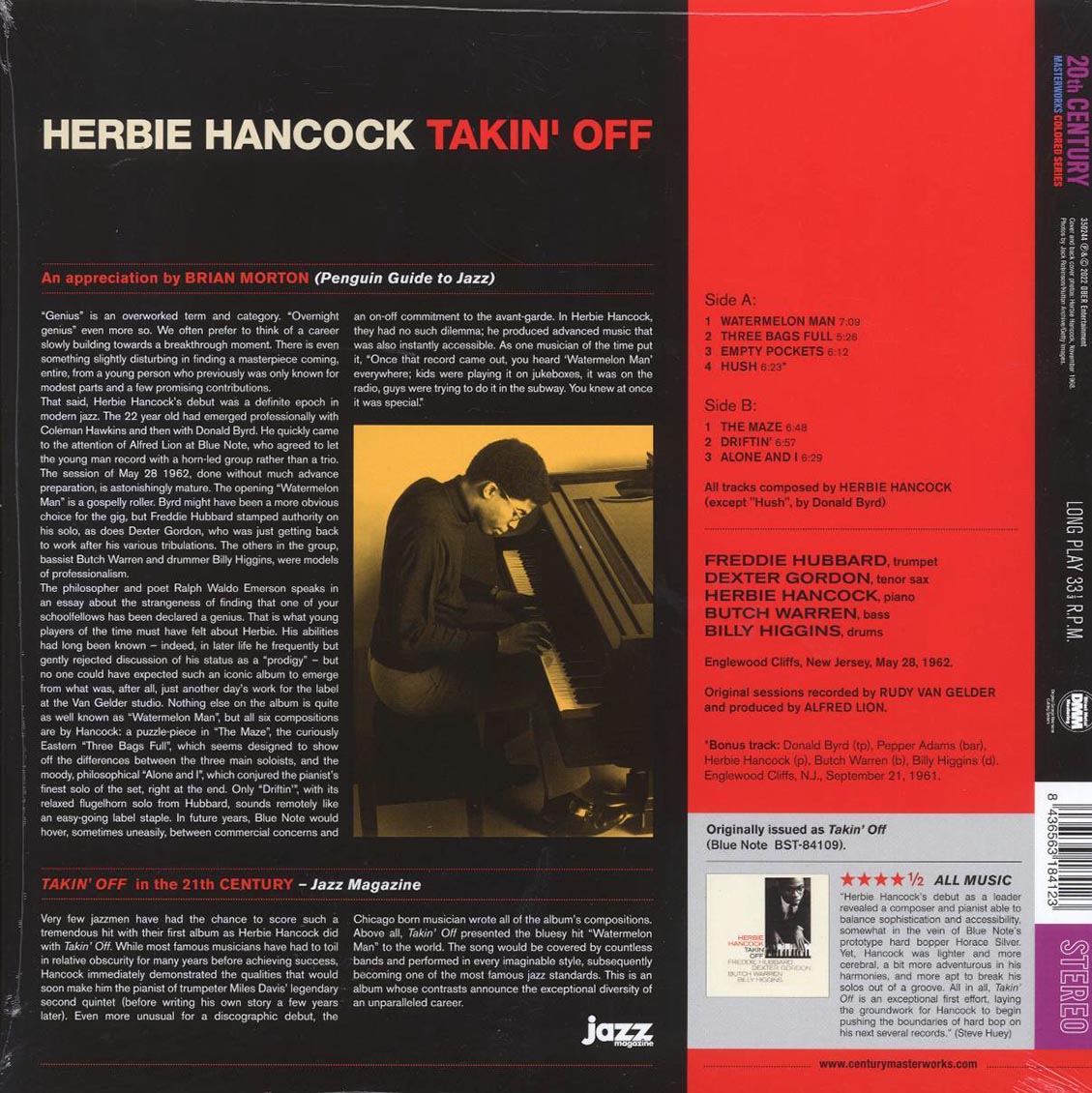 Herbie Hancock - Takin' Off (+bonus track) (ltd. ed.) (180g) (red vinyl) Vinyl Record