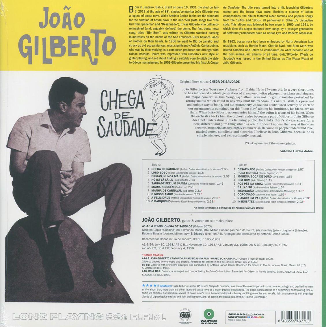 Joao Gilberto - Chega De Saudade (+8 bonus tracks) (ltd. ed.) (180g) (green vinyl) Vinyl Record