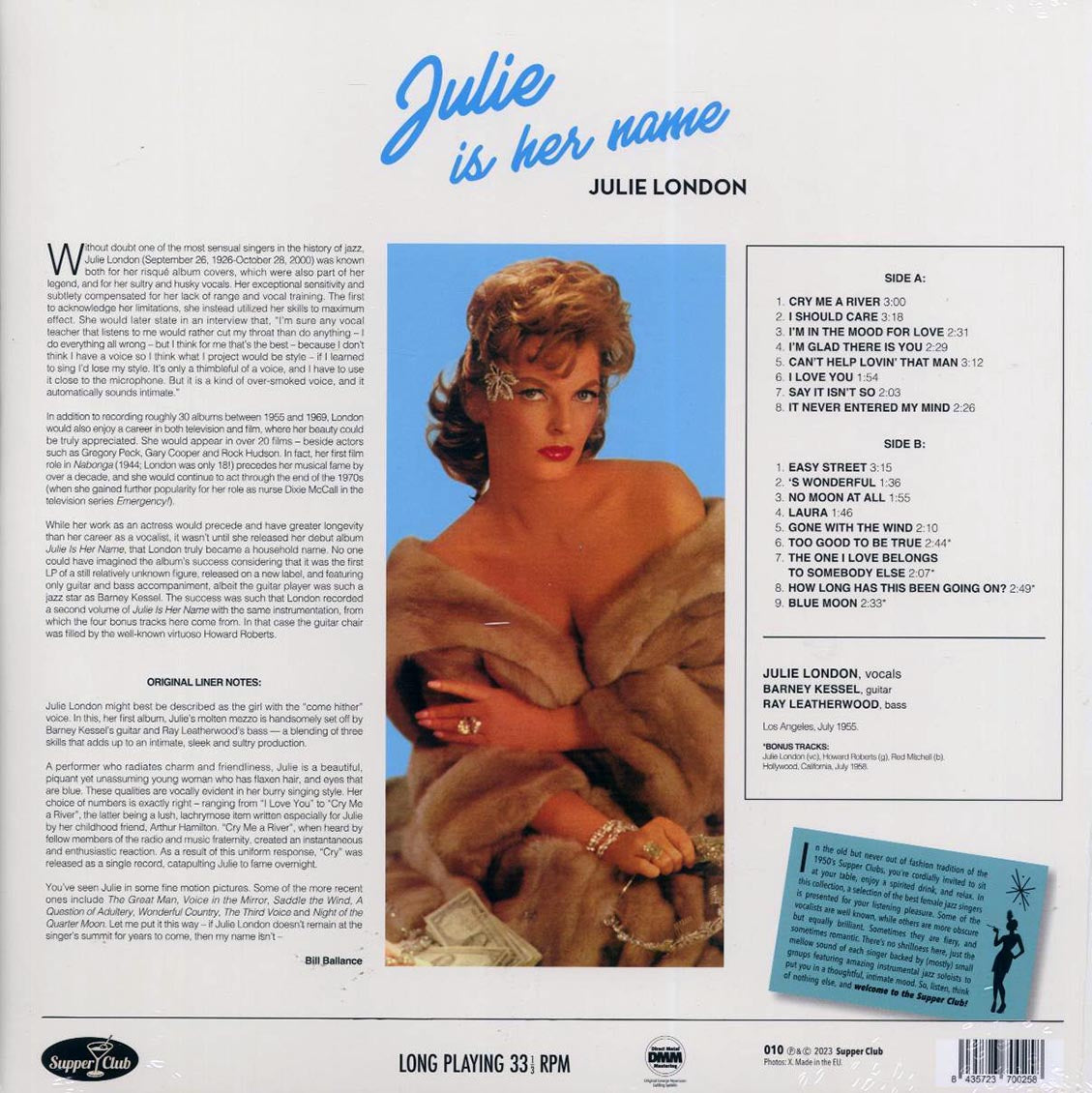 Julie London - Julie Is Her Name (+4 bonus tracks) (ltd. ed.) (180g) Vinyl Record