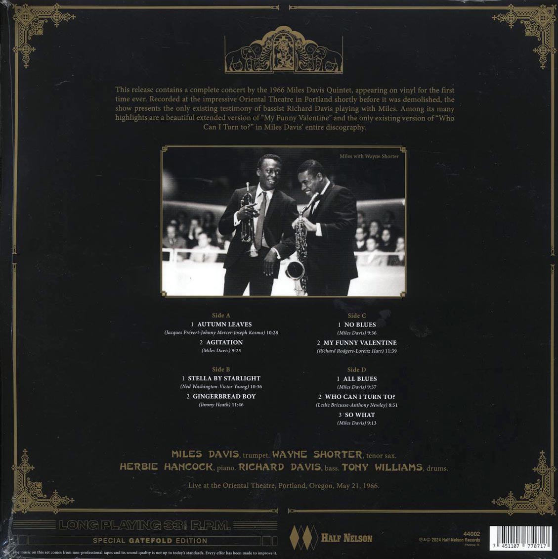 Miles Davis Quintet - Live At The Oriental Theatre 1966 (ltd. ed.) (2xLP) (180g) Vinyl Record