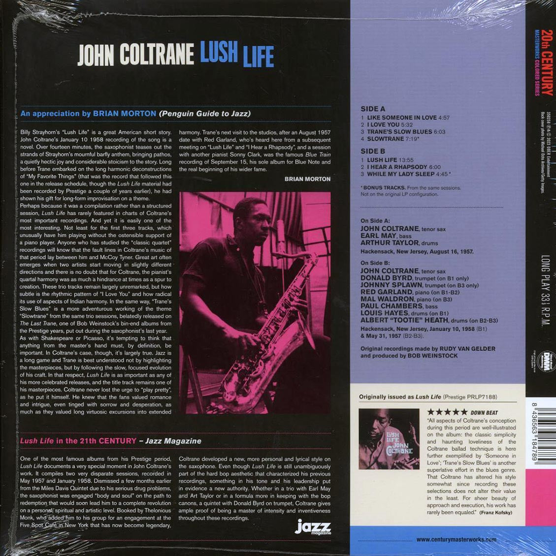 John Coltrane - Lush Life (+2 bonus tracks) (ltd. ed.) (180g) (blue vinyl) Vinyl Record