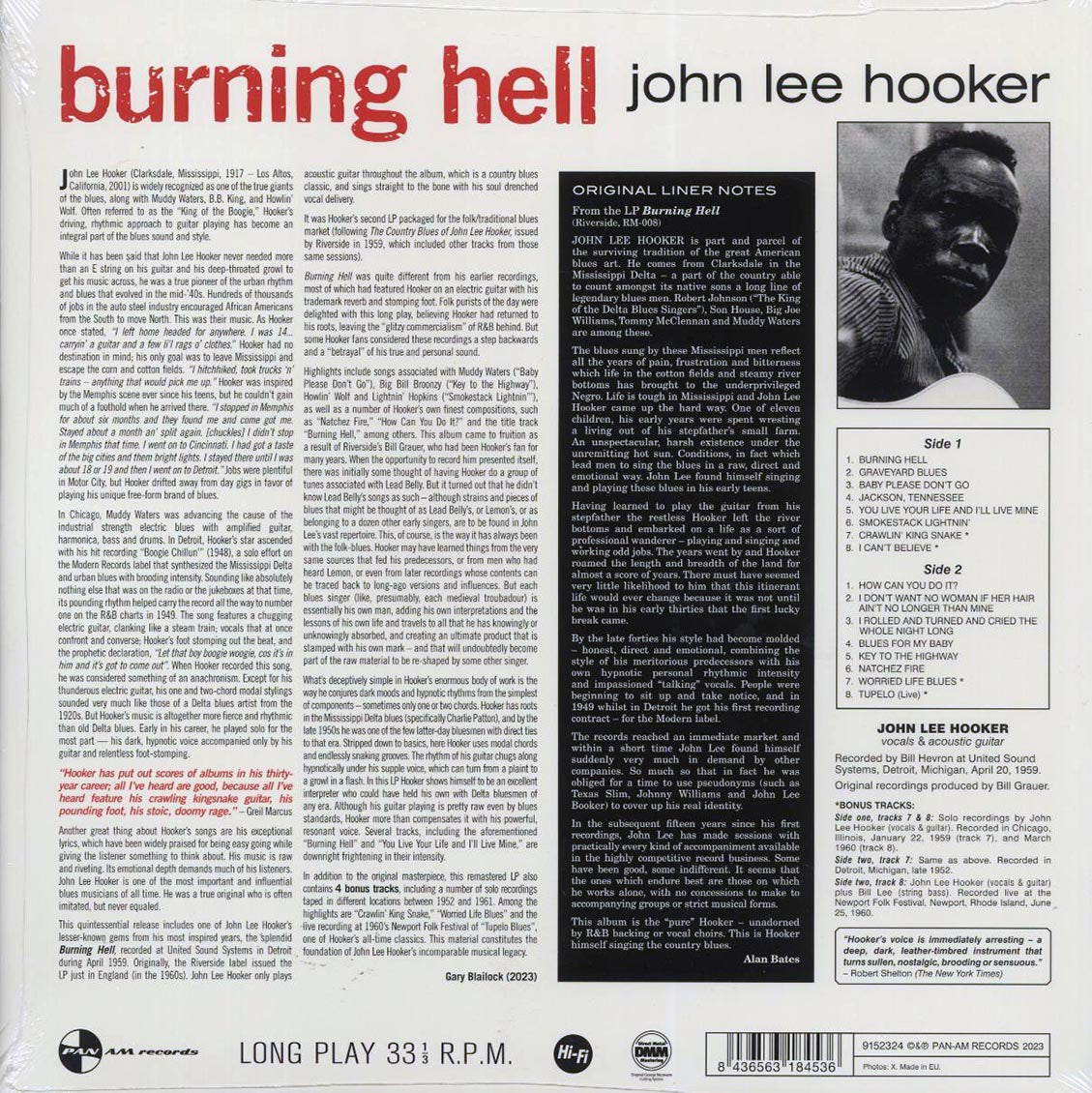 John Lee Hooker - Burning Hell (+4 bonus tracks) (ltd. ed.) (180g) Vinyl Record