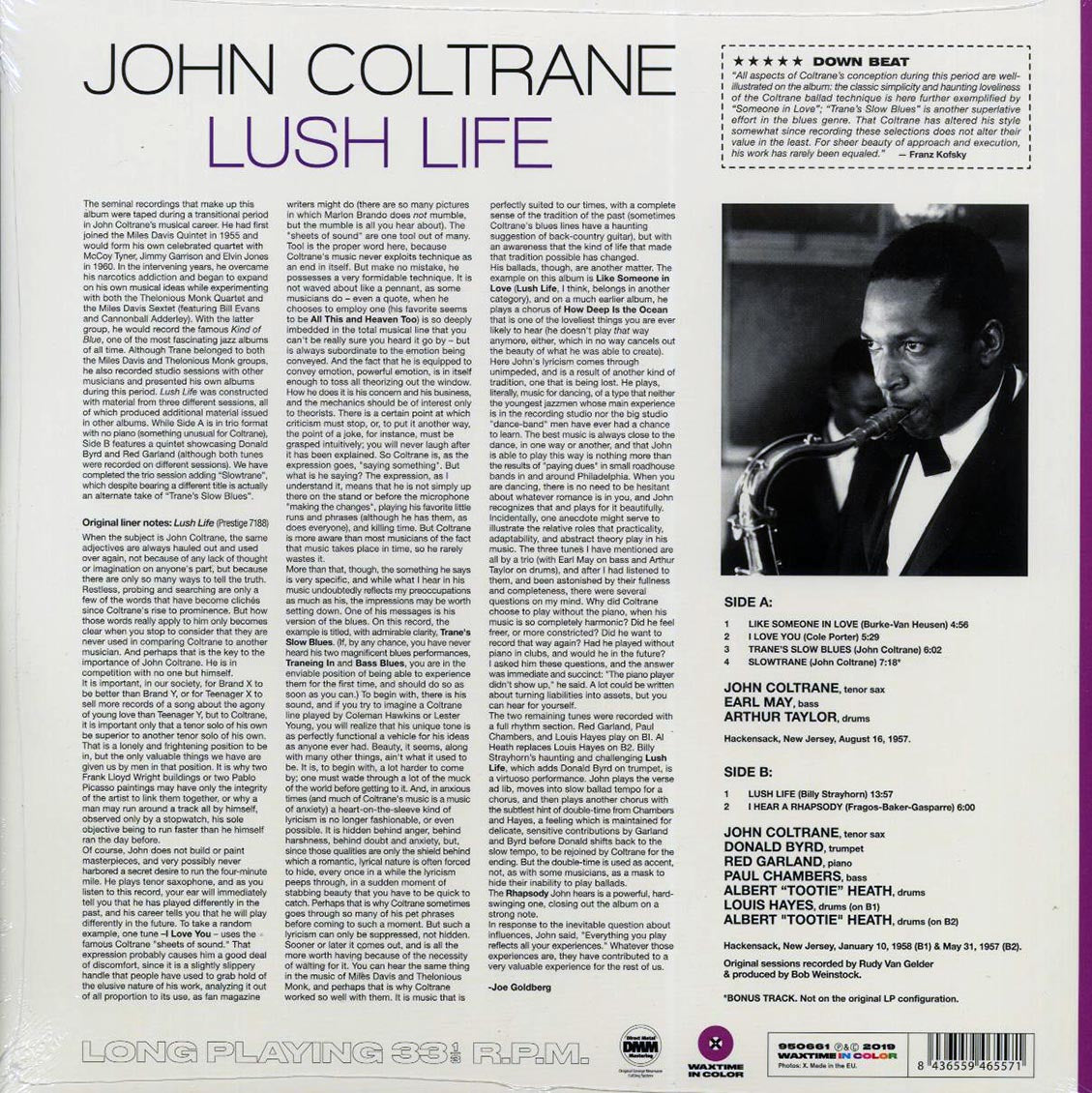 John Coltrane - Lush Life (+bonus track) (ltd. ed.) (180g) (purple vinyl) Vinyl Record