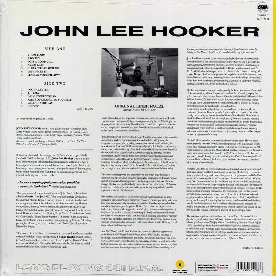 John Lee Hooker - Burnin' (+2 bonus tracks) (ltd. ed.) (180g) (yellow vinyl) Vinyl Record