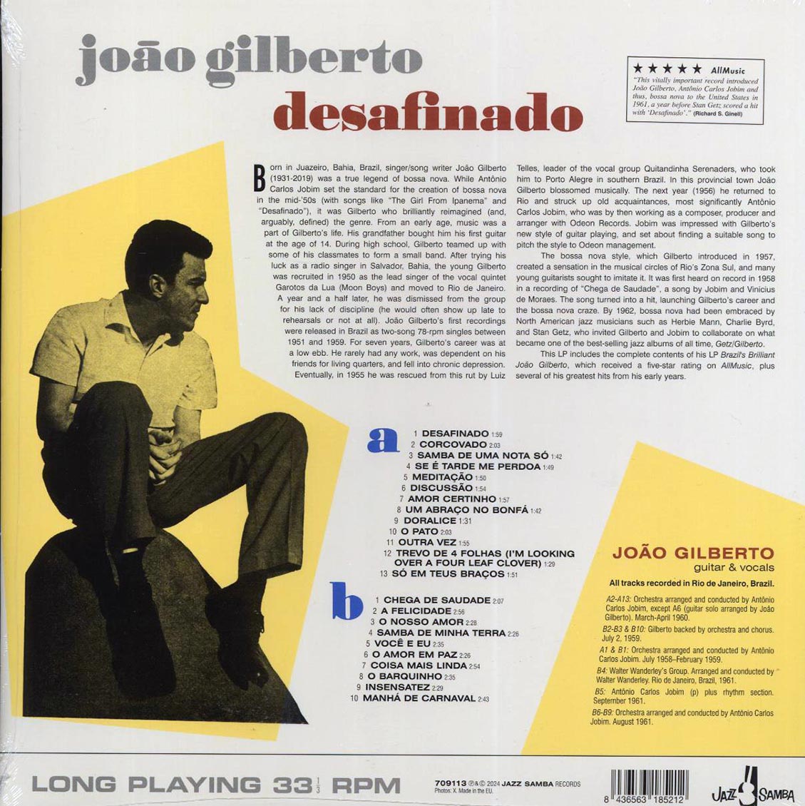 Joao Gilberto - Desafinado (+8 bonus tracks) (ltd. ed.) (180g) Vinyl Record