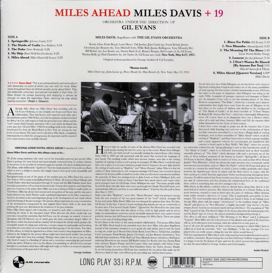 Miles Davis + 19 - Miles Ahead (+bonus track) (ltd. ed.) (180g) (remastered) Vinyl Record