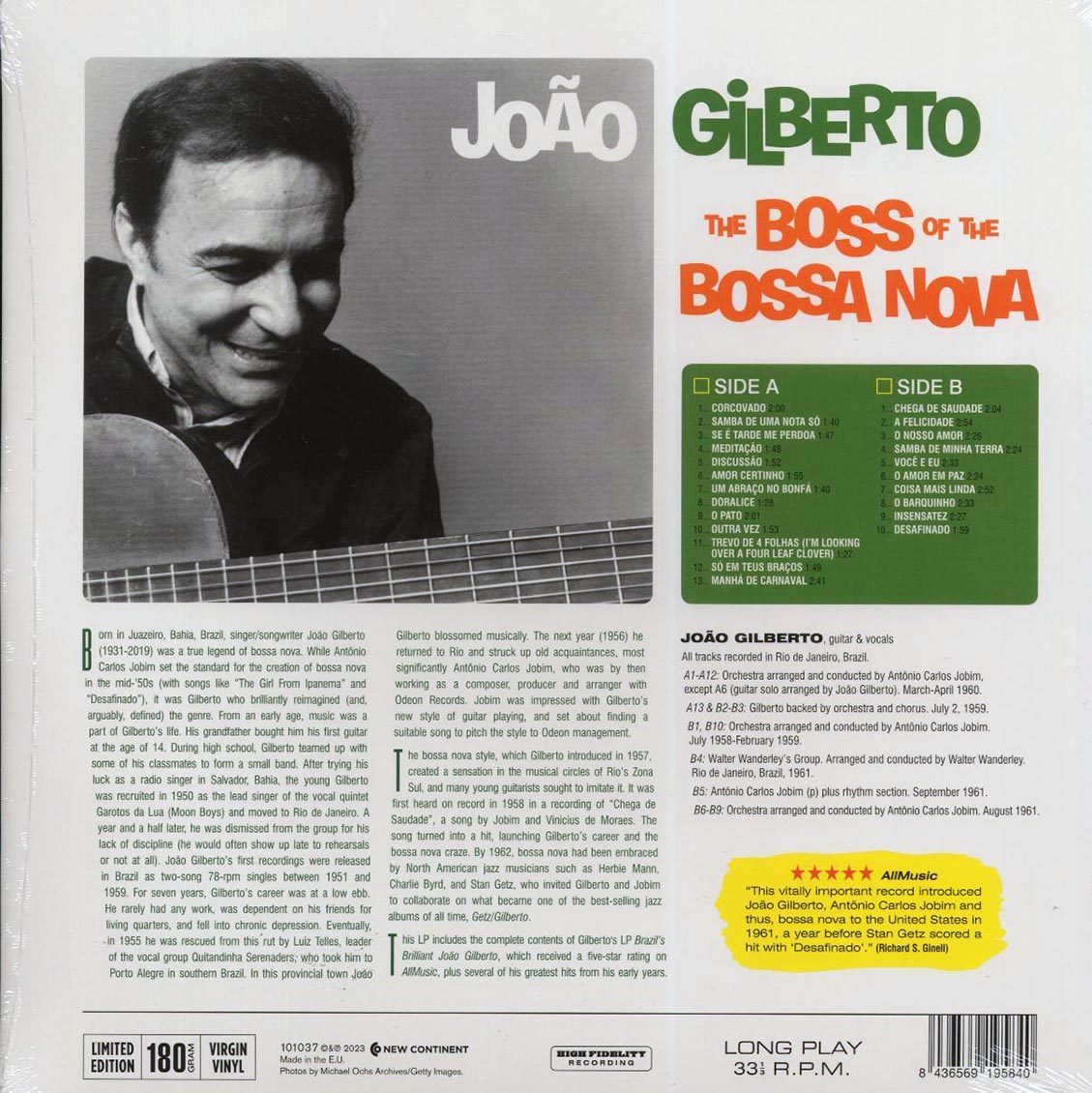 Joao Gilberto - The Boss Of The Bossa Nova (23 tracks) (ltd. ed.) (180g) Vinyl Record