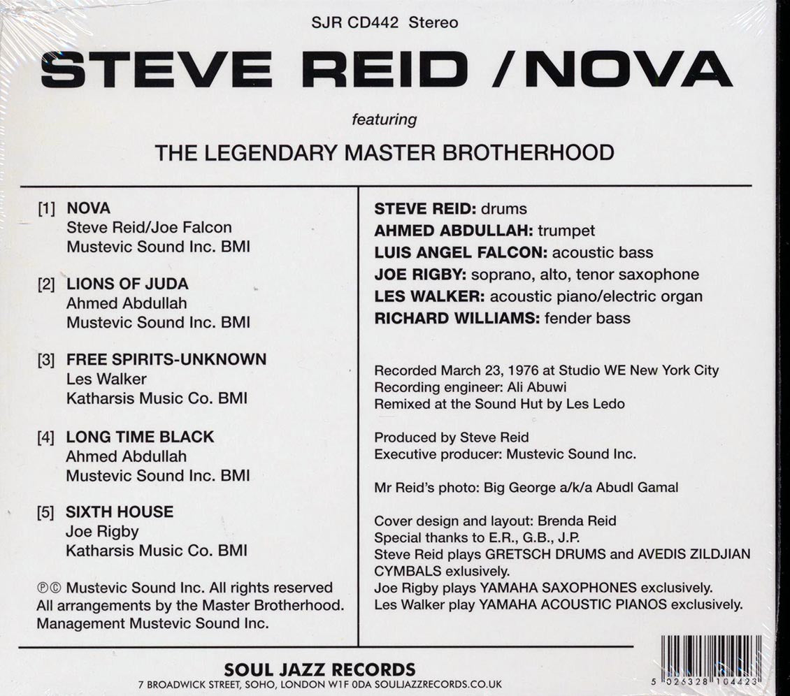 Steve Reid Featuring The Legendary Master Brotherhood - Nova Music CD