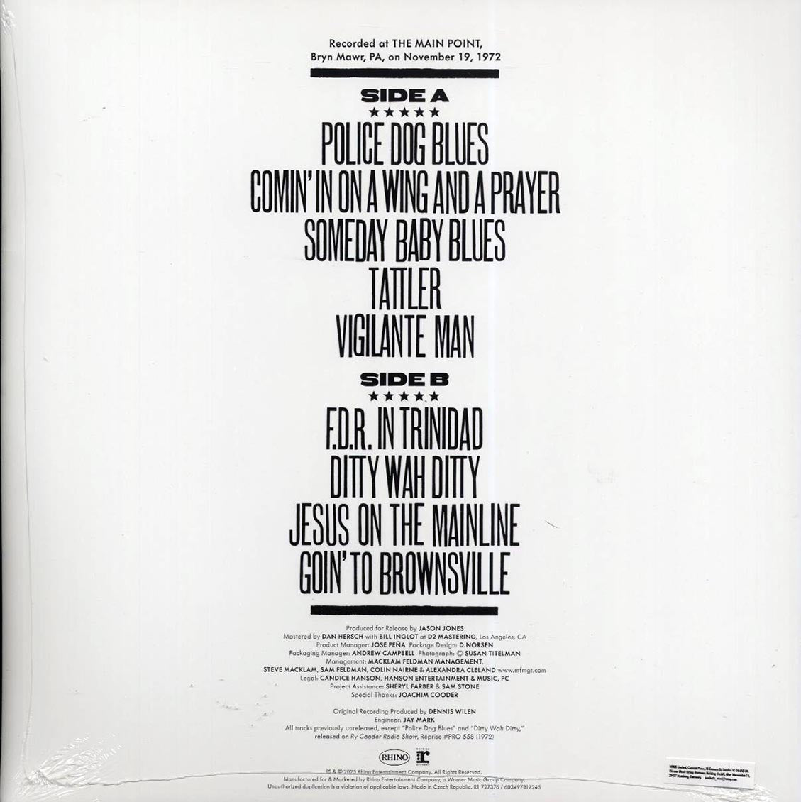 Ry Cooder - Live At The Main Point 1972 (RSD 2025) Vinyl Record