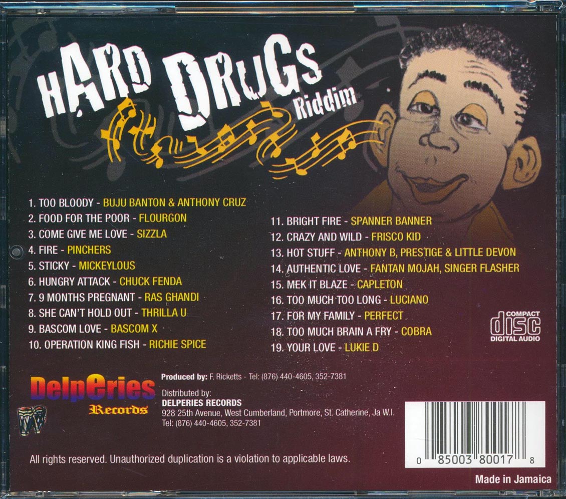 Buju Banton, Anthony B, Chuck Fender, Sizzla, Etc. - Hard Drugs Riddim (rhythm: "Hard Drugs") Music CD