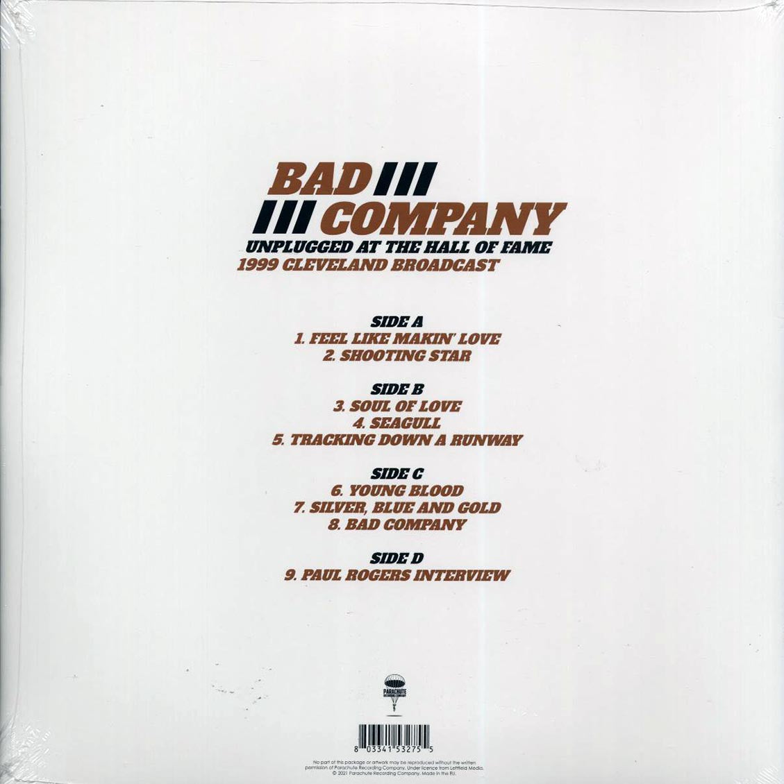 Bad Company - Unplugged At The Hall Of Fame: 1999 Cleveland Broadcast (2xLP) Vinyl Record