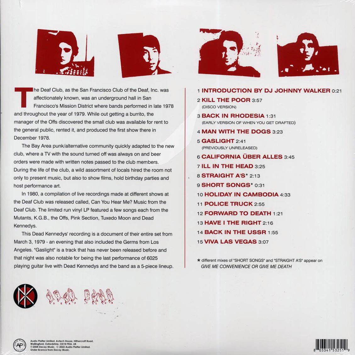 Dead Kennedys - Live At The Deaf Club Vinyl Record