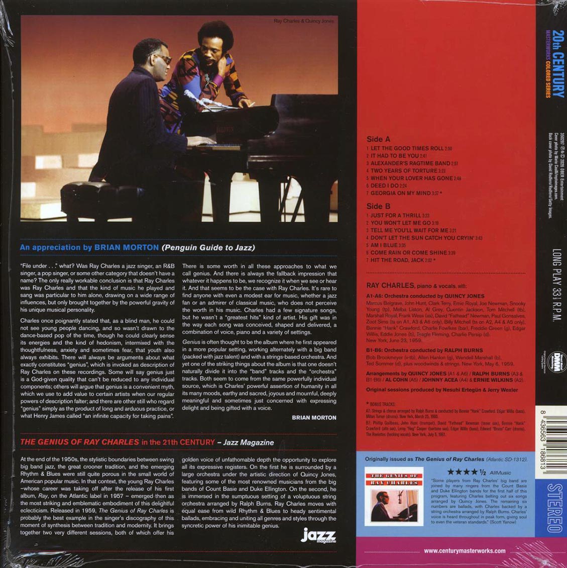 Ray Charles - The Genius Of Ray Charles (+2 bonus tracks) (ltd. ed.) (180g) (red vinyl) Vinyl Record