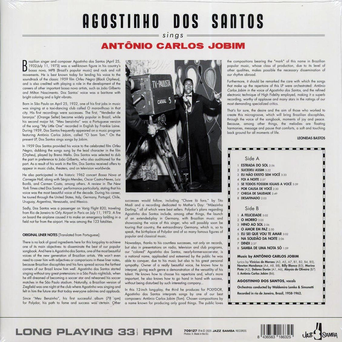 Agostinho Dos Santos - Sings Antonio Carlos Jobim (ltd. ed.) (180g) Vinyl Record