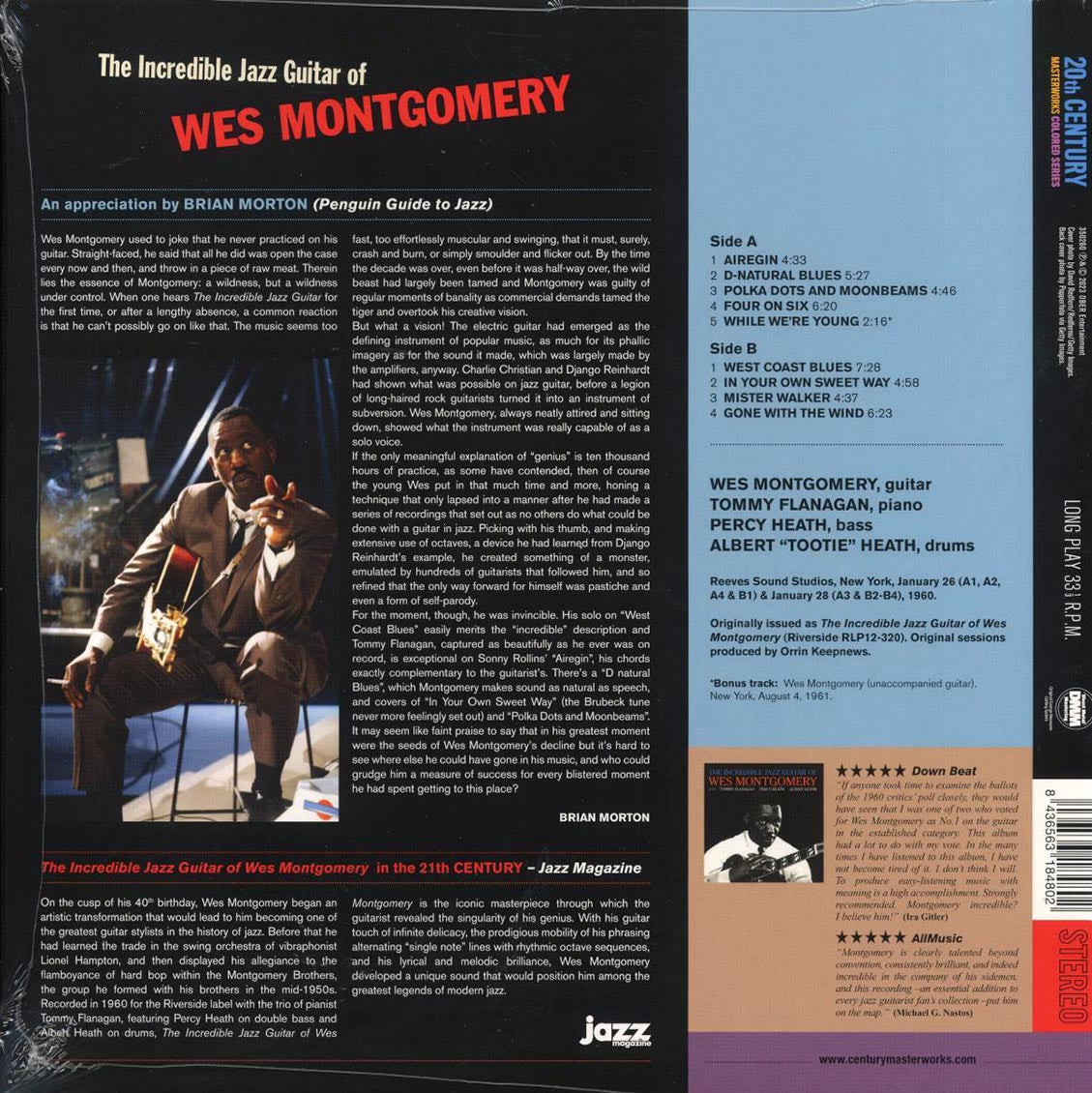 Wes Montgomery - The Incredible Jazz Guitar of Wes Montgomery (+bonus track) (ltd. ed.) (180g) (blue vinyl) Vinyl Record