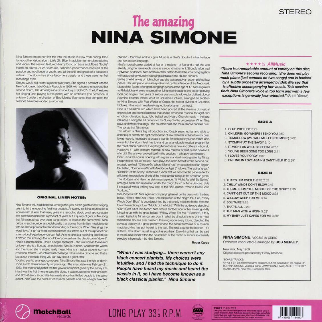 Nina Simone - The Amazing Nina Simone (+5 bonus tracks) (ltd. ed.) (180g) Vinyl Record