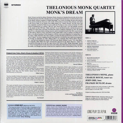Thelonious Monk Quartet - Monk?s Dream (+bonus track) (ltd. ed.) (180g) (purple vinyl) Vinyl Record