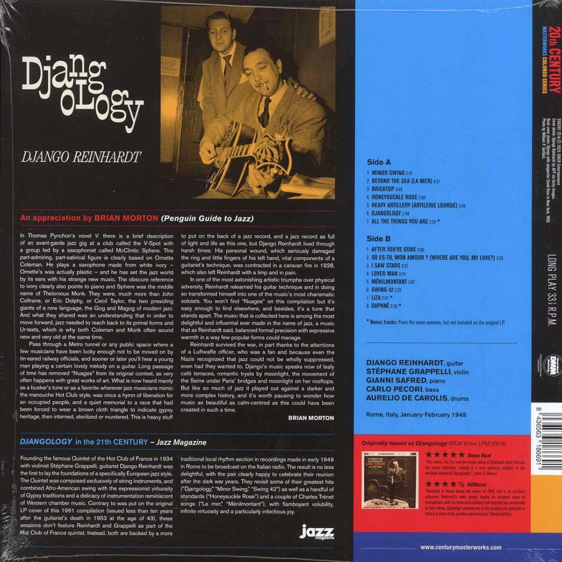 Django Reinhardt - Djangology (+4 bonus tracks) (ltd. ed.) (180g) (blue vinyl) Vinyl Record
