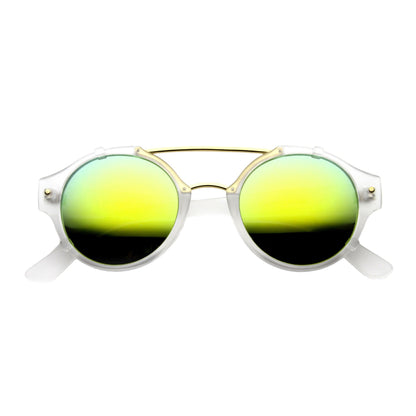 Colorful Retro Round P3 Mirror Lens Cross Bar Sunglasses 9648