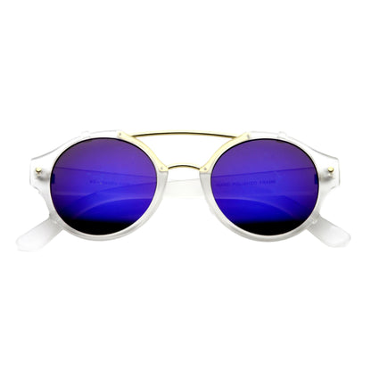Colorful Retro Round P3 Mirror Lens Cross Bar Sunglasses 9648