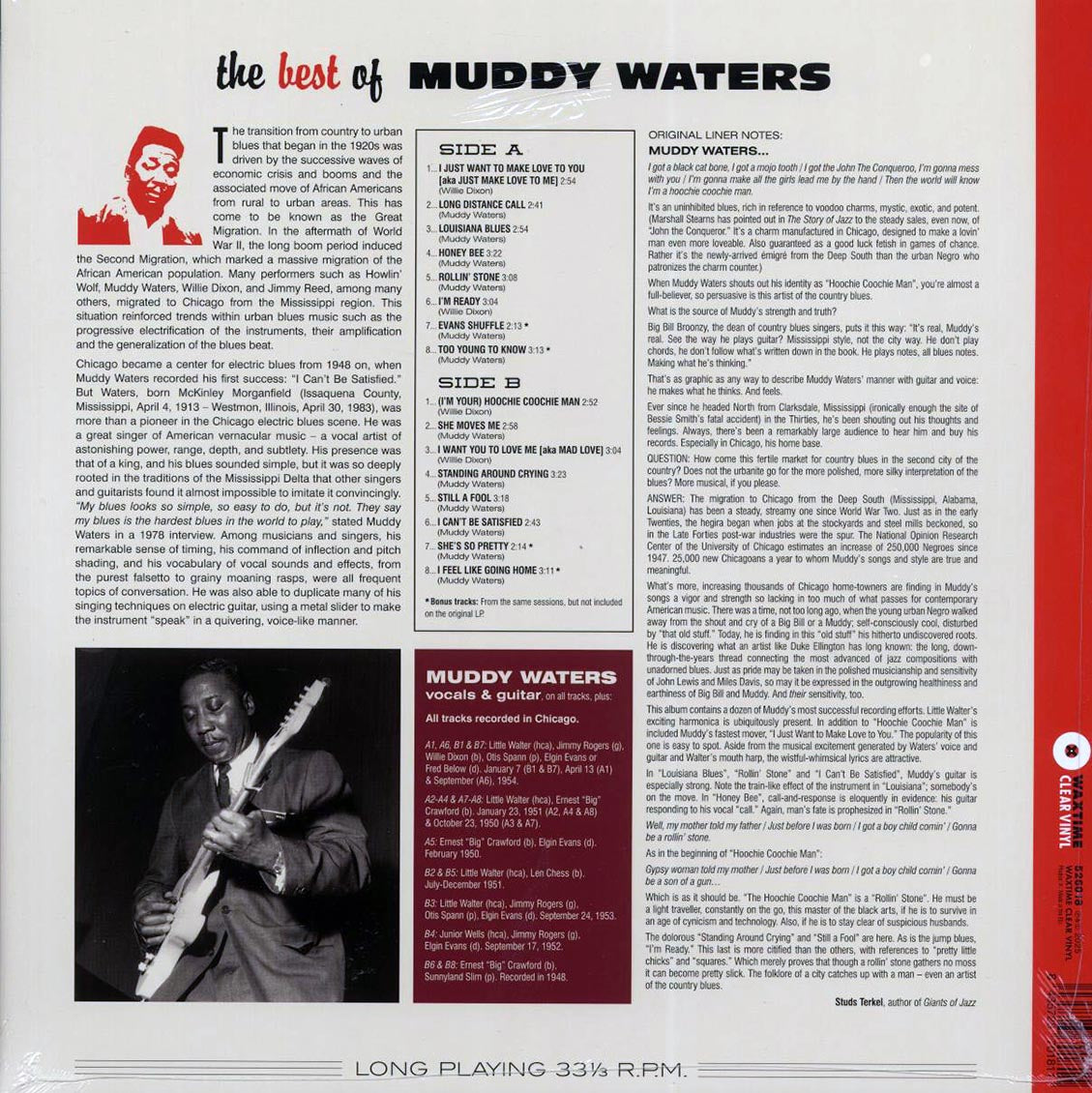 Muddy Waters - The Best Of Muddy Waters (+4 bonus tracks) (ltd. ed.) (180g) (clear vinyl) Vinyl Record