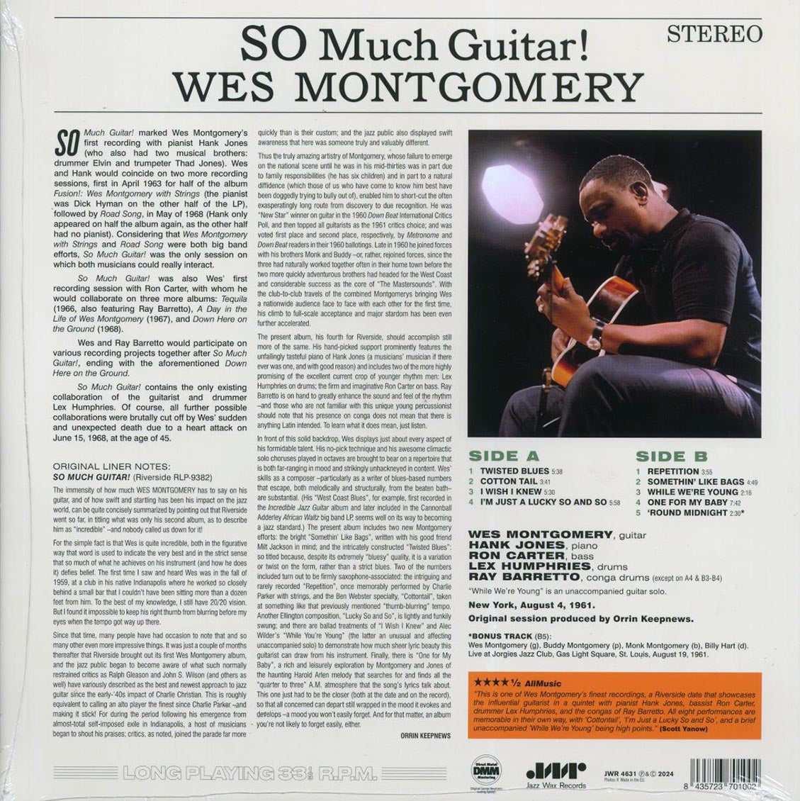 Wes Montgomery - So Much Guitar! (+bonus track) (ltd. ed.) (180g) Vinyl Record