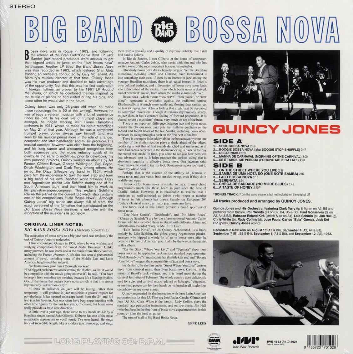 Quincy Jones & His Band - Big Band Bossa Nova (+bonus track) (ltd. ed.) (180g) Vinyl Record