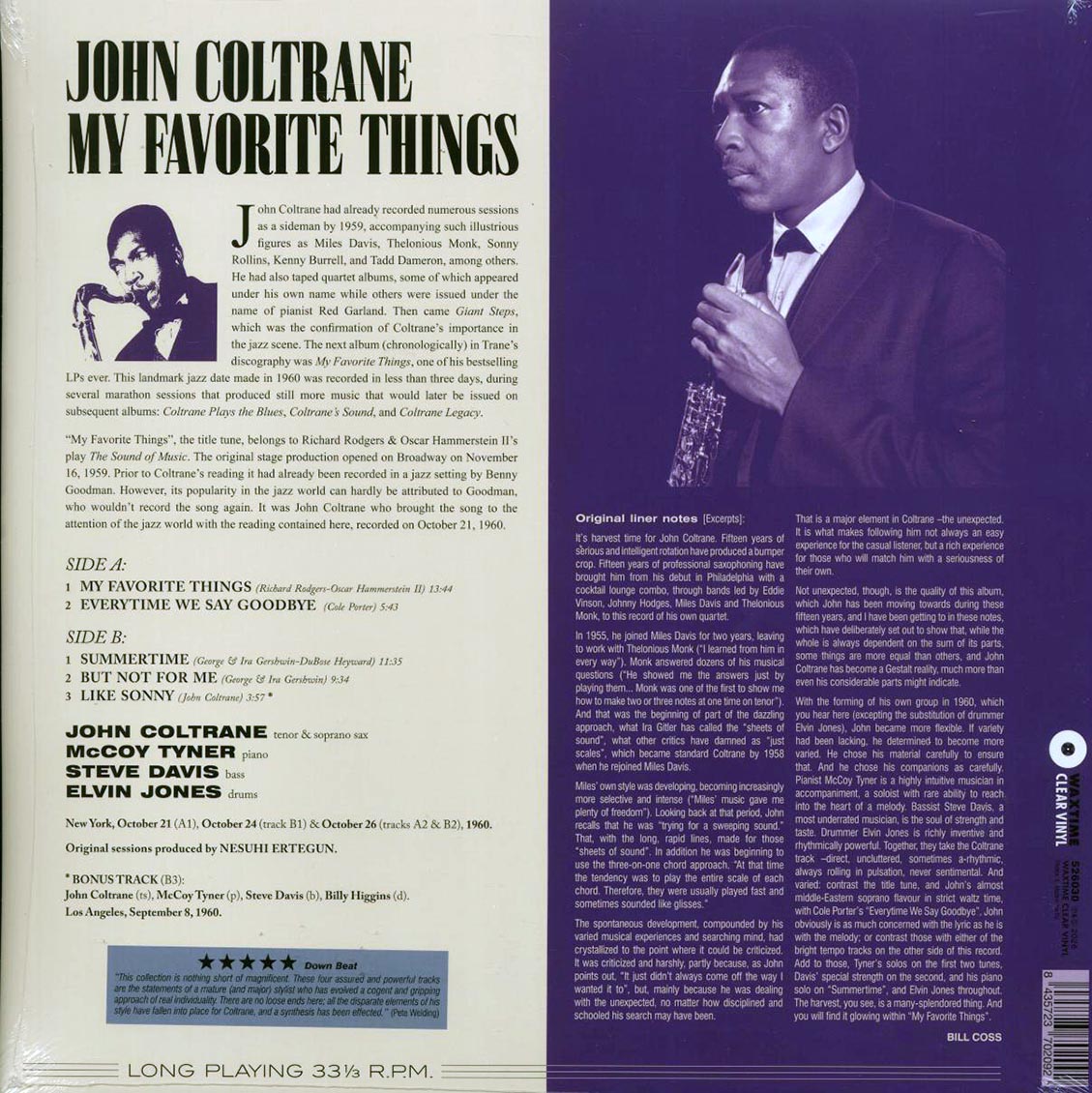 John Coltrane - My Favorite Things (+bonus track) (ltd. ed.) (180g) (clear vinyl) Vinyl Record