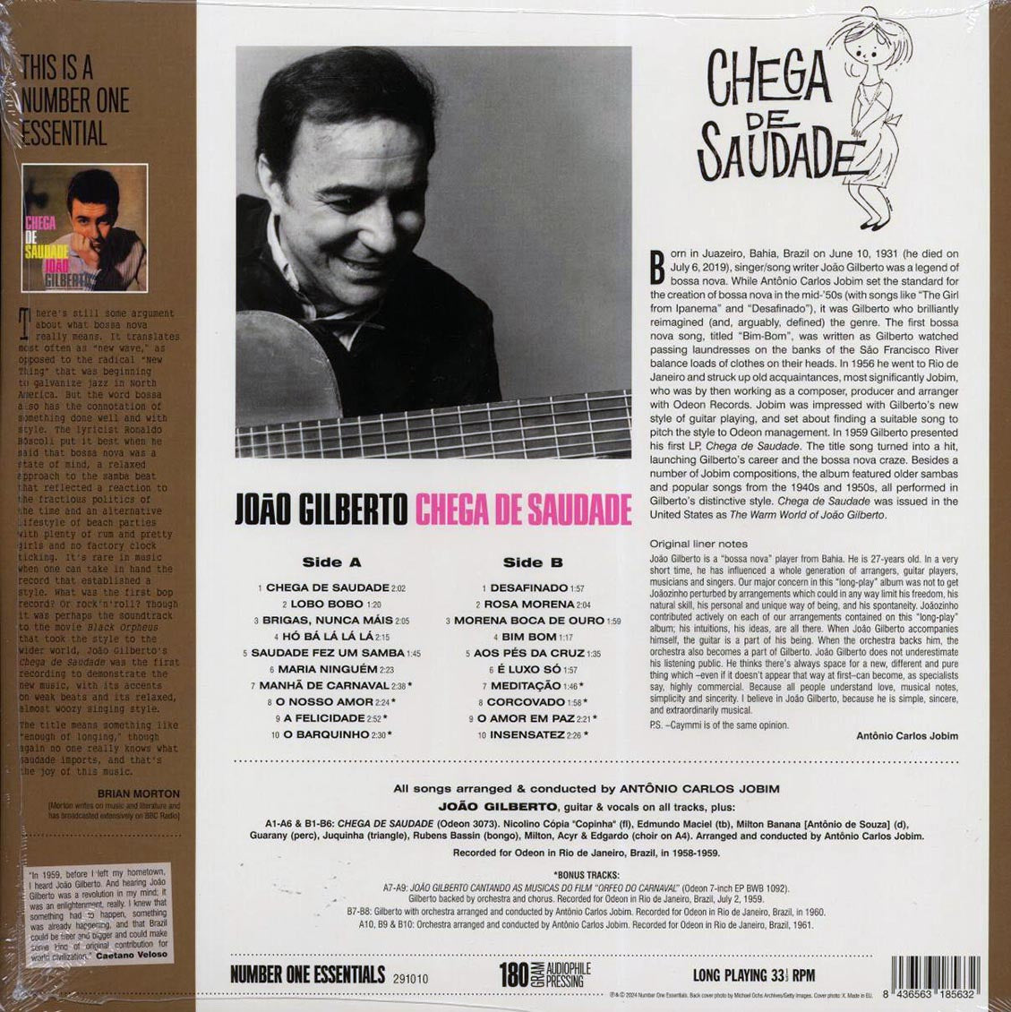 Joao Gilberto - Chega De Saudade (20 tracks) (+8 bonus tracks) (ltd. ed.) (180g) Vinyl Record