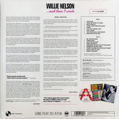 Willie Nelson - And Then I Wrote (+6 bonus tracks) (ltd. ed.) (180g) (remastered) Vinyl Record