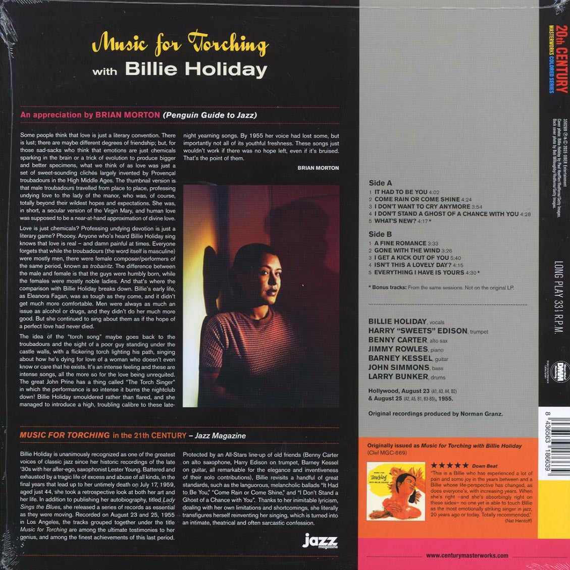 Billie Holiday - Music For Torching (+2 bonus tracks) (ltd. ed.) (180g) (pink vinyl) Vinyl Record