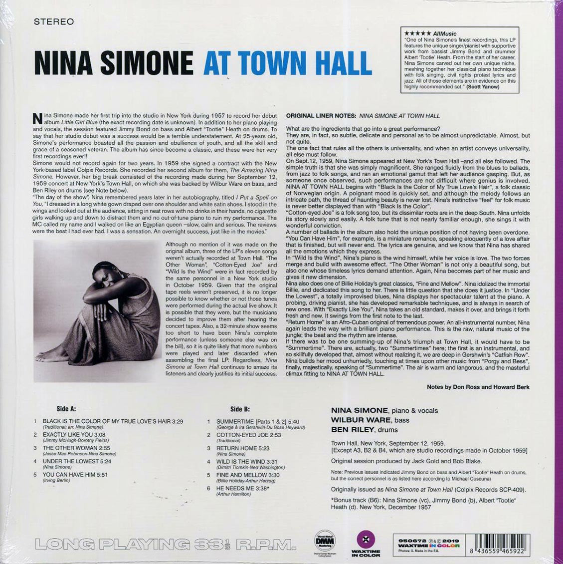 Nina Simone - Nina Simone At Town Hall (+bonus track) (ltd. ed.) (180g) (purple vinyl) Vinyl Record