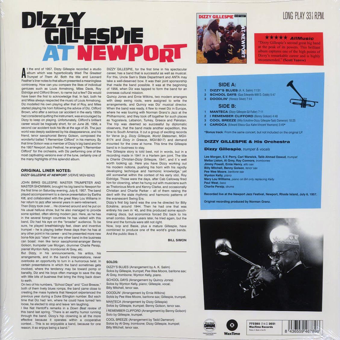 Dizzy Gillespie - At Newport (+bonus track) (ltd. ed.) (180g) (remastered) Vinyl Record