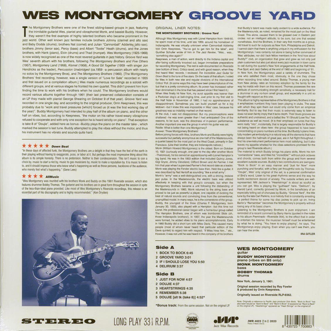 Wes Montgomery - Groove Yard (+bonus track) (ltd. ed.) (180g) Vinyl Record