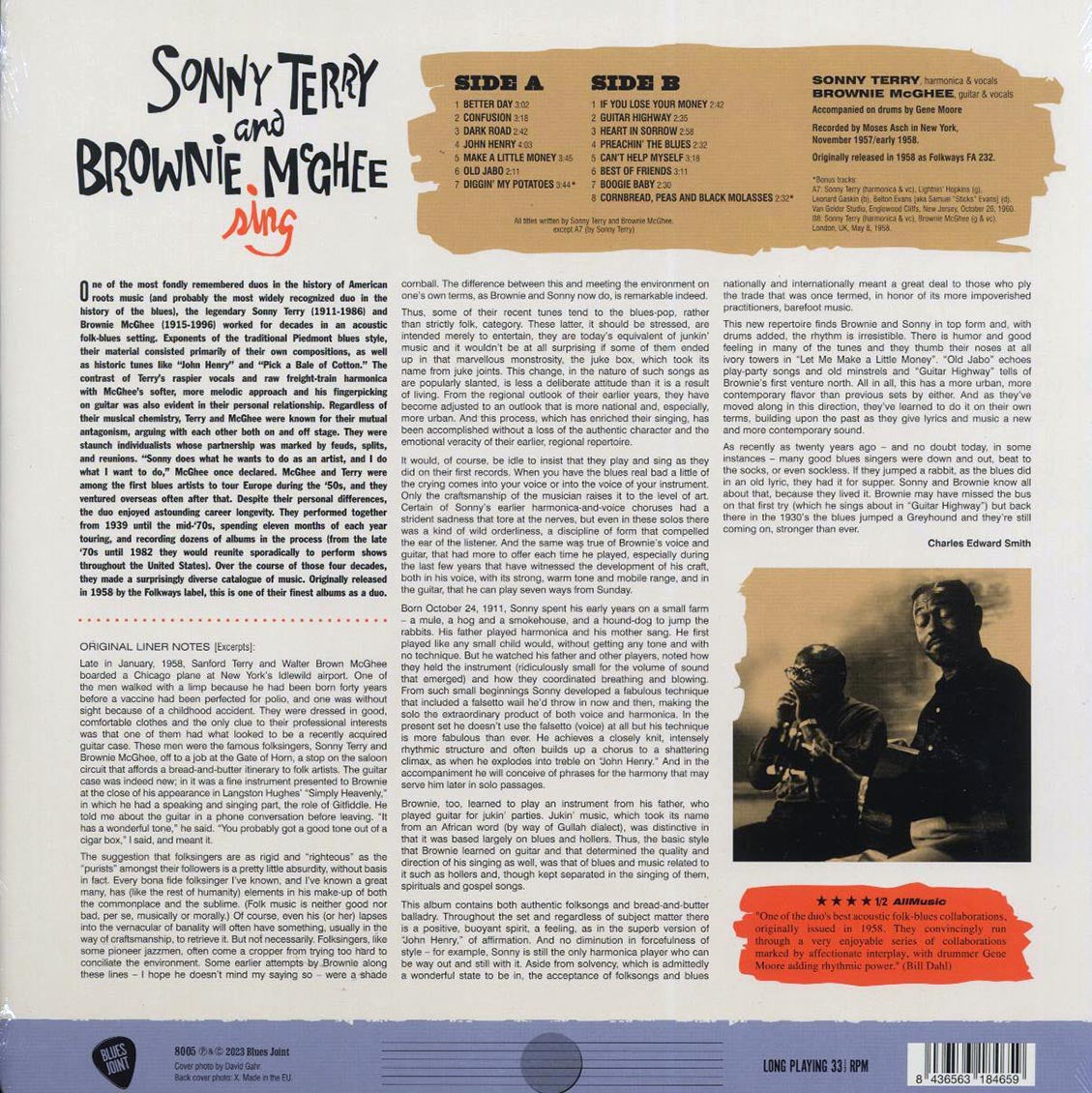 Sonny Terry, Brownie McGhee - Sonny Terry And Brownie McGhee Sing (+2 bonus tracks) (ltd. ed.) (180g) Vinyl Record