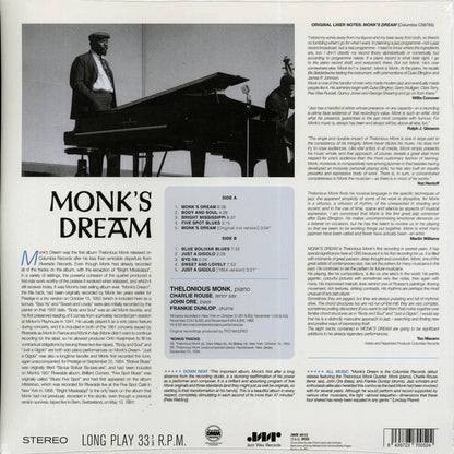 Thelonious Monk Quartet - Monk?s Dream (+2 bonus tracks) (ltd. ed.) (180g) (remastered) Vinyl Record