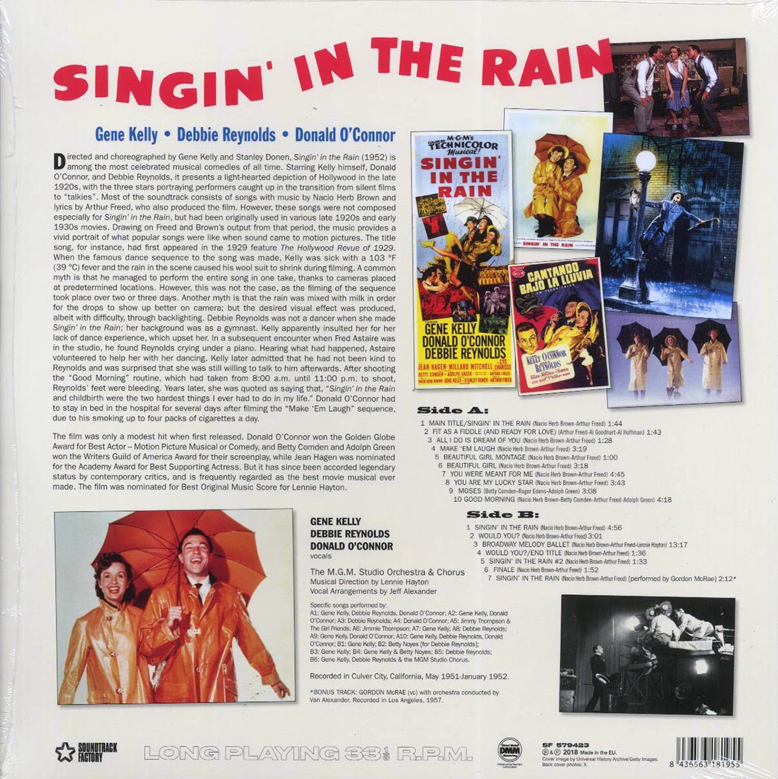 Gene Kelly, Donald O'Connor, Debbie Reynolds - Singin' In The Rain: Original Motion Picture Soundtrack (+bonus track) (ltd. ed.) (180g) Vinyl Record