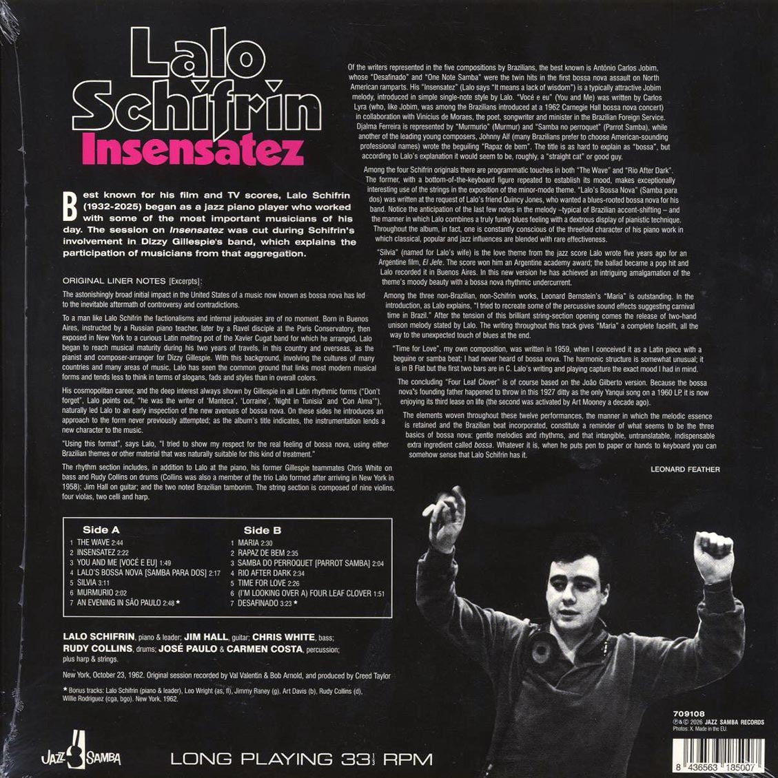 Lalo Schifrin - Insensatez (+2 bonus tracks) (ltd. ed.) (180g) Vinyl Record