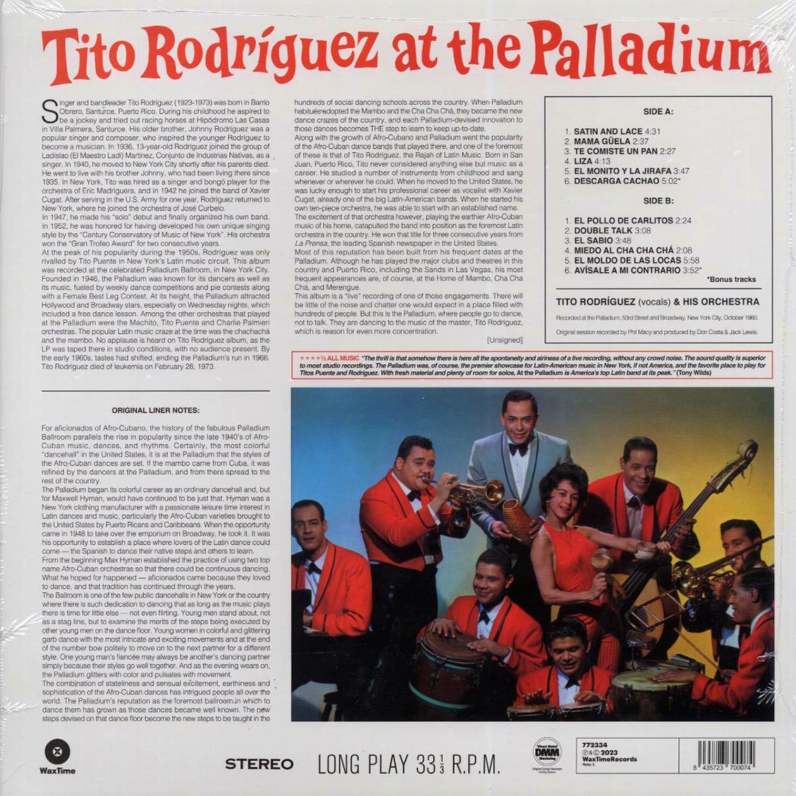Tito Rodriguez - At The Palladium (+2 bonus tracks) (ltd. ed.) (180g) Vinyl Record