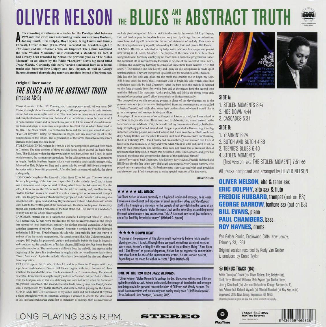 Oliver Nelson - The Blues And The Abstract Truth (+bonus track) (ltd. ed.) (180g) (remastered) Vinyl Record