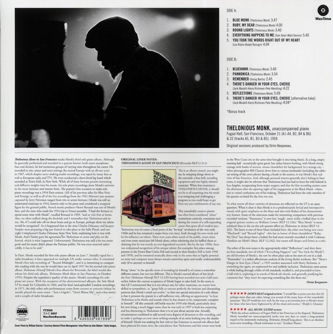 Thelonious Monk - Thelonious Alone In San Francisco (+bonus track) (ltd. ed.) (180g) (remastered) Vinyl Record