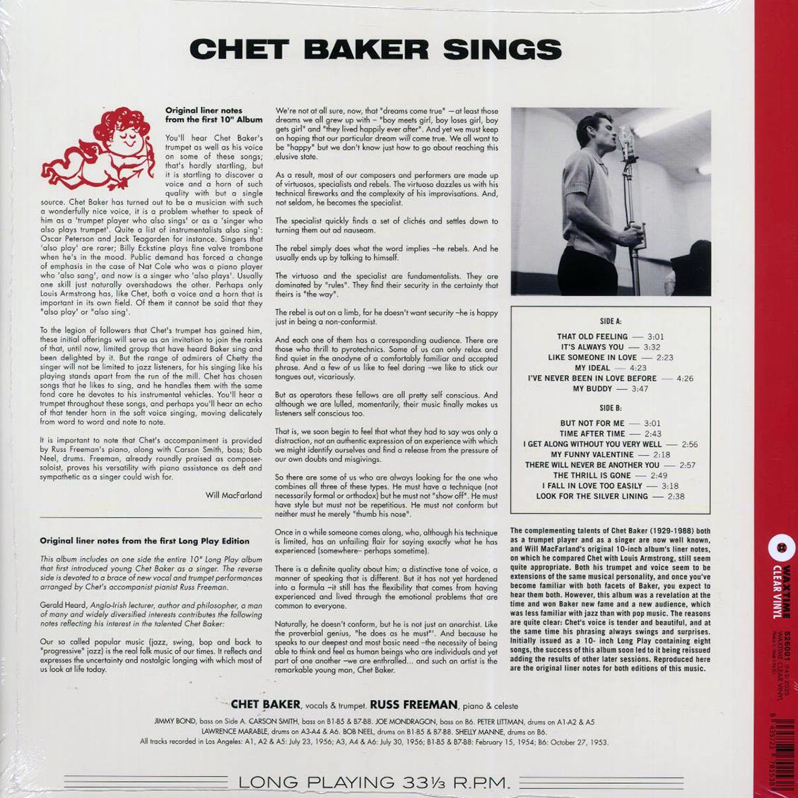 Chet Baker - Chet Baker Sings (ltd. ed.) (180g) (clear vinyl) Vinyl Record